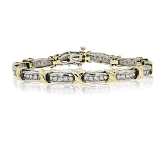 10K Gold & 1.80 Carat Diamond Link Bracelet