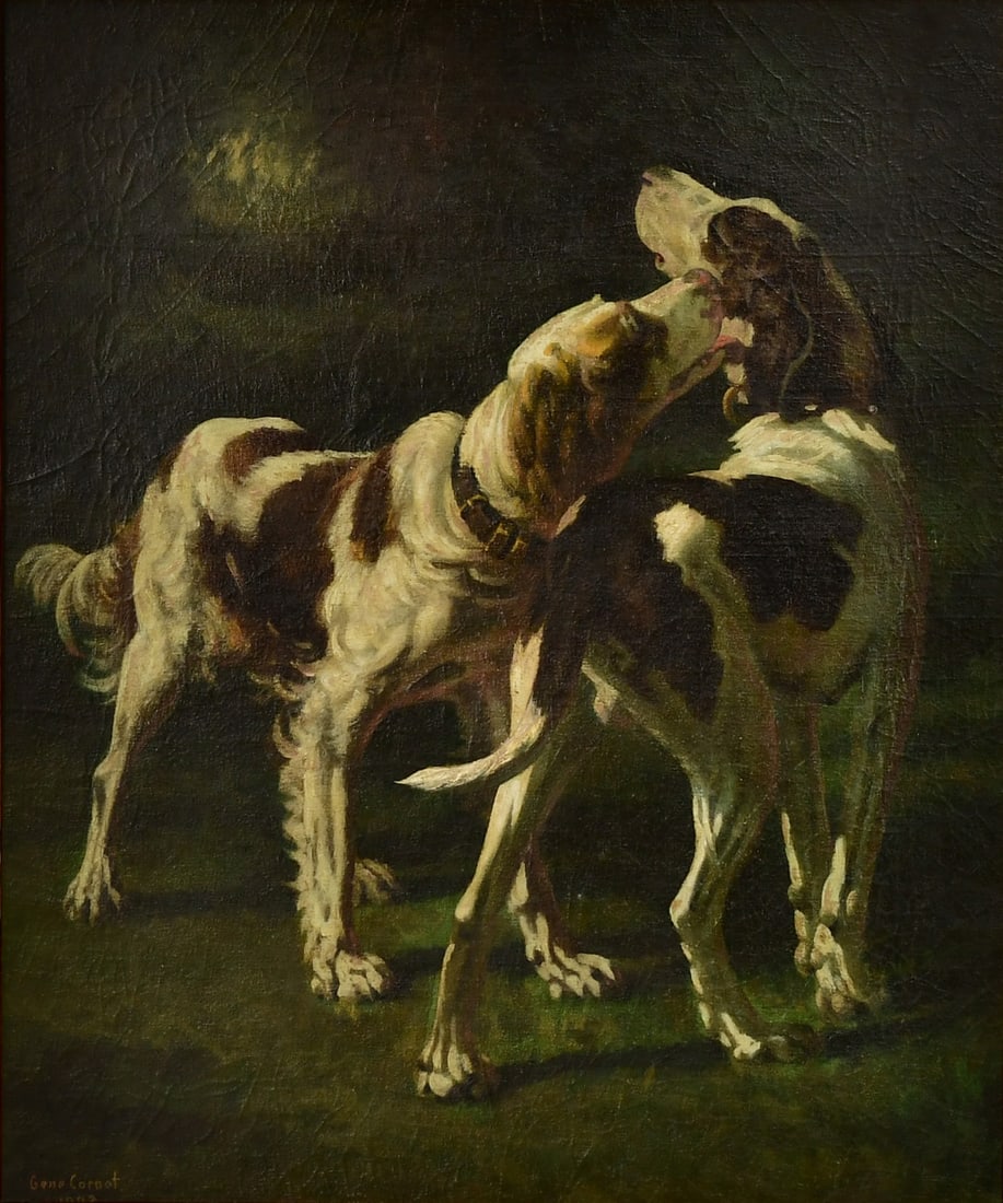 Gene Cornet (French, 19th/20th Century), Two Dogs Playing (1 of 4)