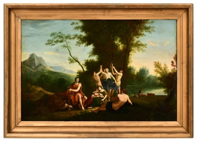 Diana and Her Nymphs, Oil on Tin, 19th Century