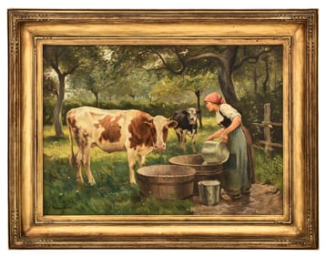 Julien Joseph (Belgian 1860-1900), The Cow Herder