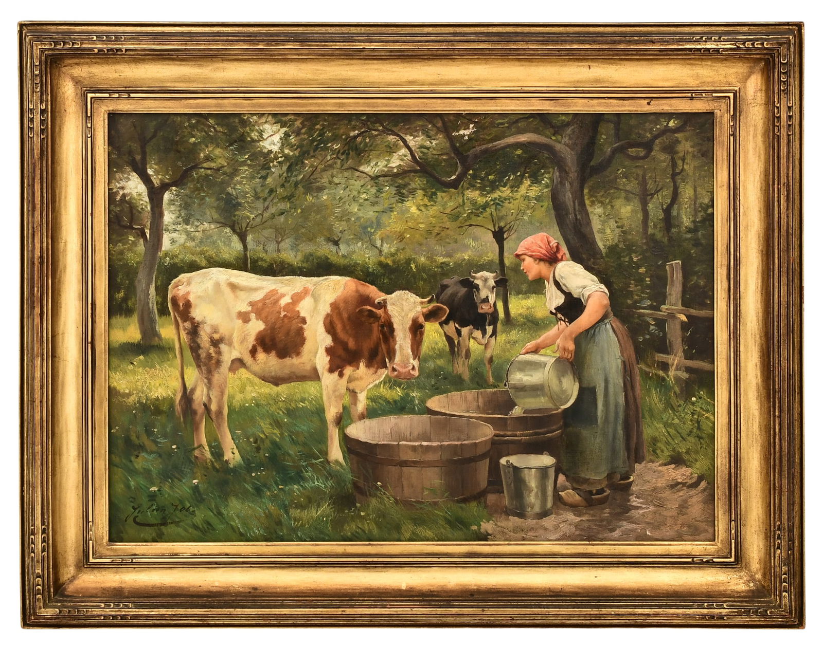 Julien Joseph (Belgian 1860-1900), The Cow Herder (1 of 3)