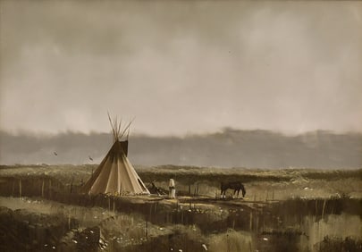 Thomas A. DeDecker (American, b. 1951), "Crow at Wapato Point"