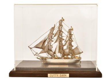 Mexican Sterling Silver Ship Model of Cutty Sark by Silver Creations Ltd.