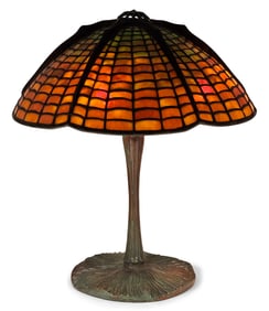 Late 20th Century Leaded Glass "Spider" Table Lamp