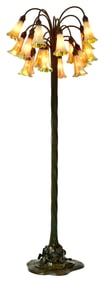 Late 20th Century Art Glass & Bronze Eighteen-Light Floor Lamp