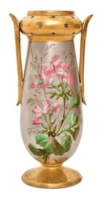 French Platinum Ground Porcelain Floral Vase