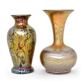 Two Durand Art Glass Decorated Vases