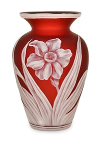 Thomas Webb & Sons Cameo Glass Floral Vase