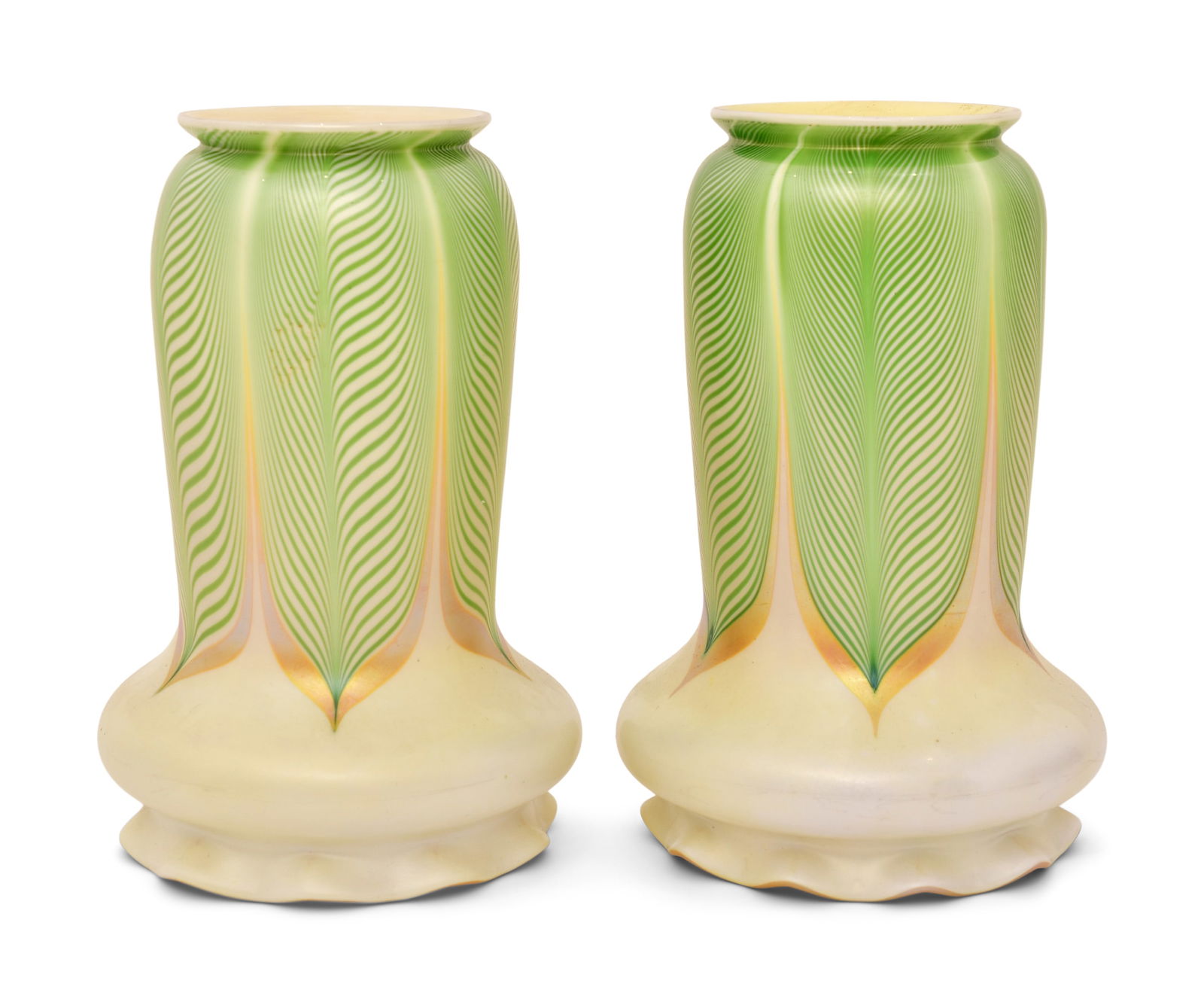 Pair of Steuben Glass "Pulled Feather" Shades (1 of 5)