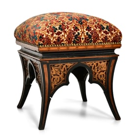 American Aesthetic Movement Carved & Ebonized Walnut Footstool