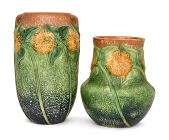 Two Roseville Pottery "Sunflower" Vases