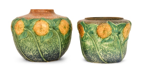 Two Roseville Pottery "Sunflower" Vases