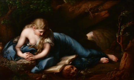 German Porcelain Plaque, "Penitent Magdalene"