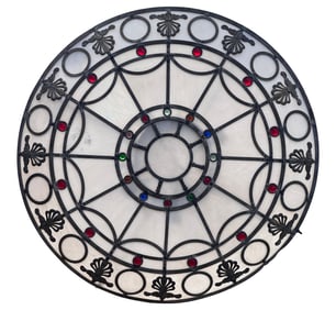 American Leaded Glass Round Ceiling Light