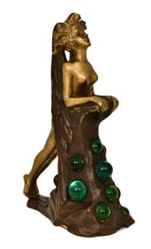 Georges Flamand (French, 1895-1925), Bronze Art Nouveau Figural Lamp