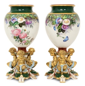 Pair of Henri Ardant & Co., Limoges, Porcelain Vases