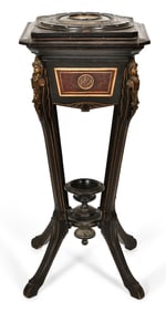 American Renaissance Revival Gilt Bronze-Mounted, Porcelain, Gilt Incised & Ebonized Wood Sewing