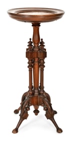 American Victorian Walnut Pedestal with Marble Top