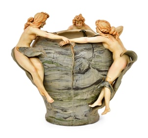 A Large Amphora Pottery Art Nouveau Figural Vase
