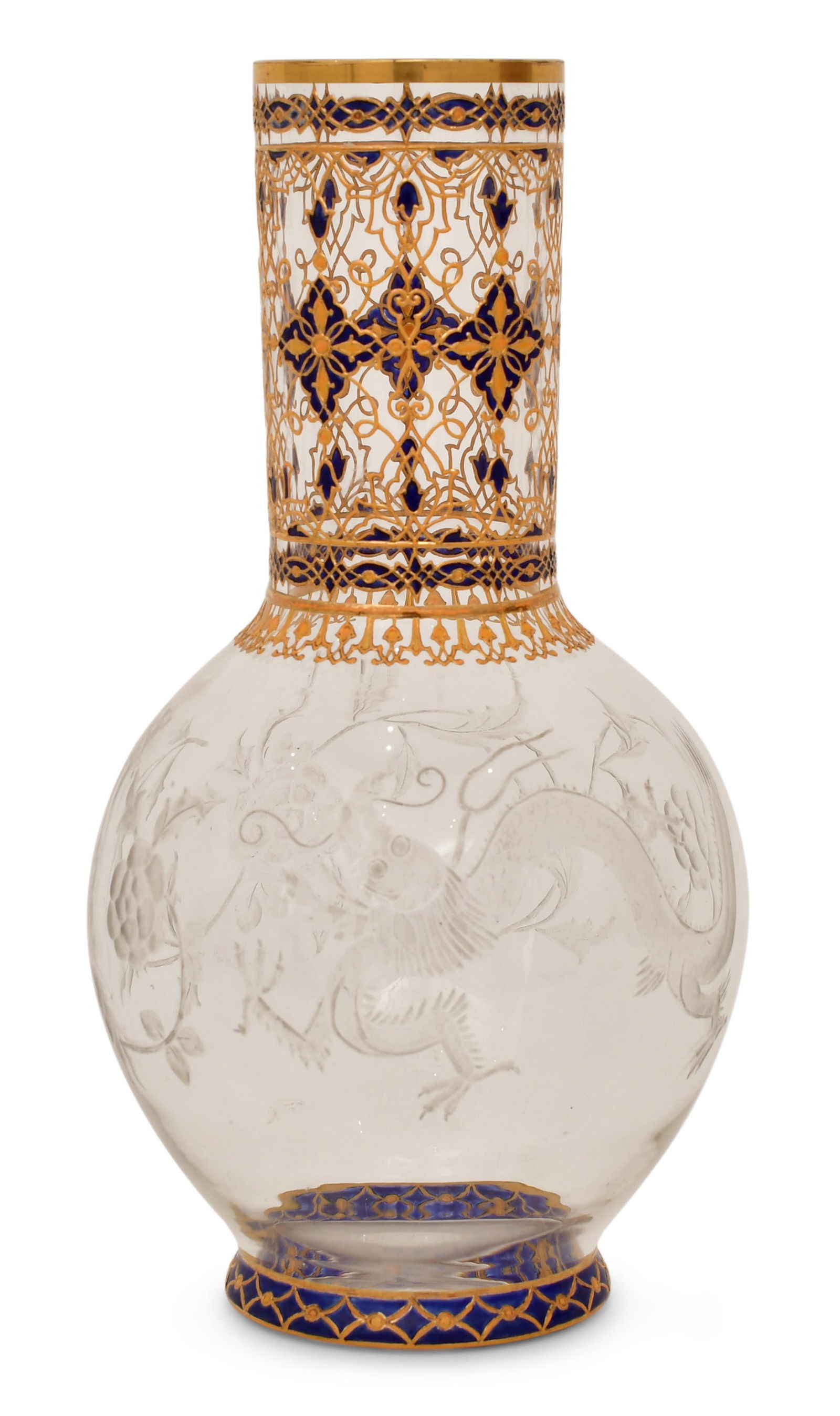 Moser Enameled & Etched Glass Vase (1 of 7)