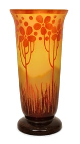 French Cameo Glass Floral Vase