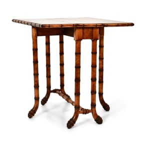 American Faux Bamboo & Birdseye Maple Drop Leaf Table