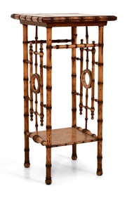 American Faux Bamboo & Birdseye Maple Side Table