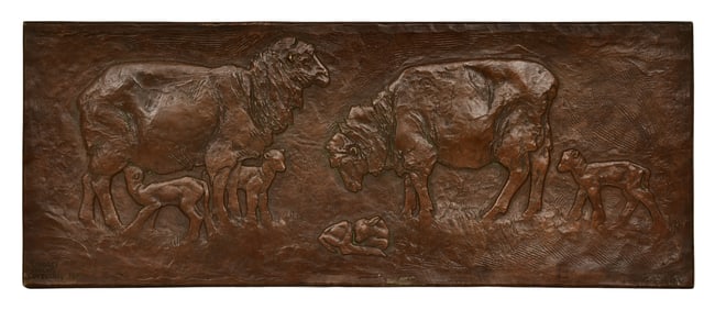 Lindsey Morris Sterling (American, 1876-1931), Bronze Plaque of Sheep