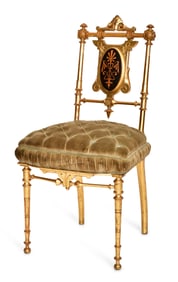 American Giltwood & Inlaid Side Chair
