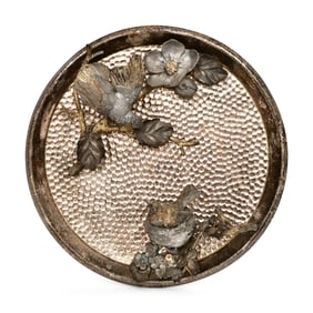 American Silverplated & Mixed Metal Platter with Birds
