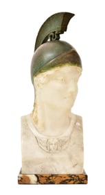 Italian Marble & Bronze Bust of Achilles