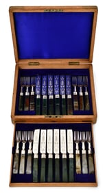 Hobbs & Co., London, Set of Fruit Knives & Forks with Case
