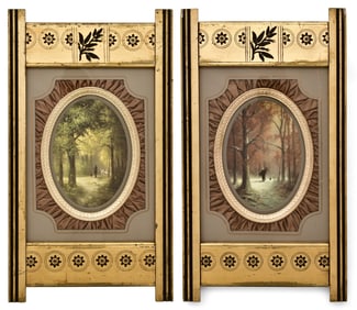 A Pair of American Aesthetic Movement Gilt & Ebonized Wood Frames