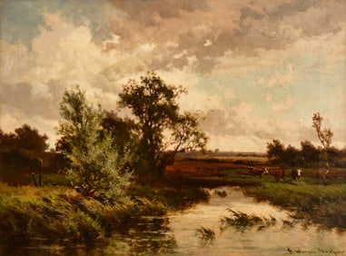 John Horace Hooper (British, 1851-1906), Landscape with Cows