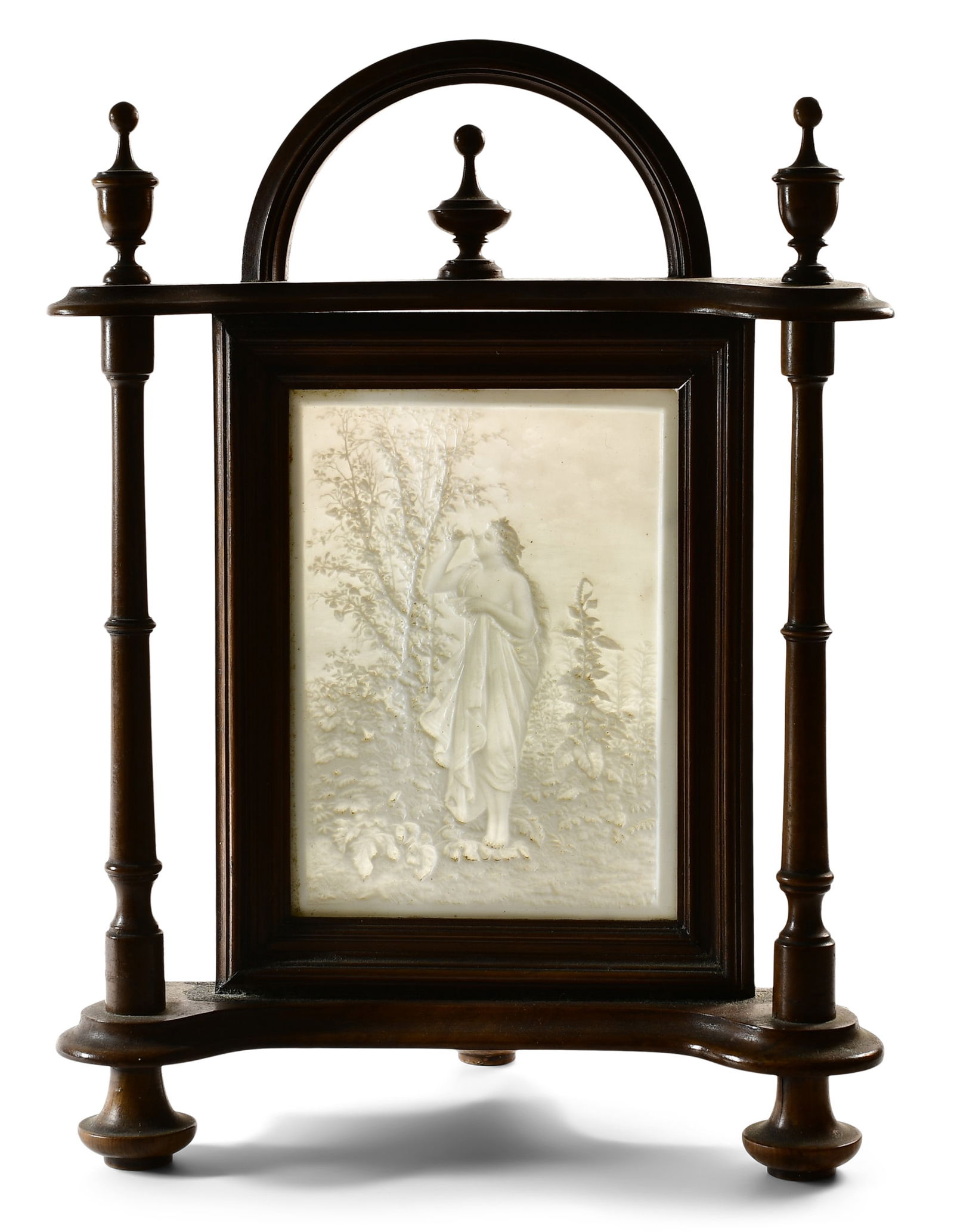 American Victorian Lithopone & Ebonized Wood Lamp (1 of 8)