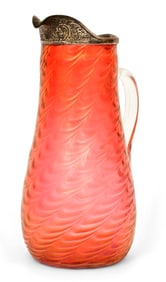 Austrian Metal-Mounted Art Glass Pitcher