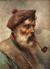 Raffaele Frigerio (Italian, 1875-1948), Man Smoking a Pipe