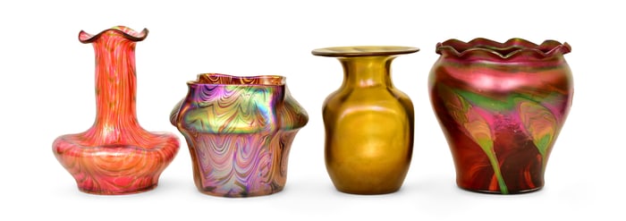 Lot of Four Austrian Art Glass Vases
