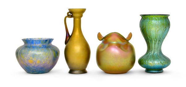 Lot of Four Austrian Art Glass Vases