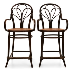 A Pair of American Bentwood Barstools