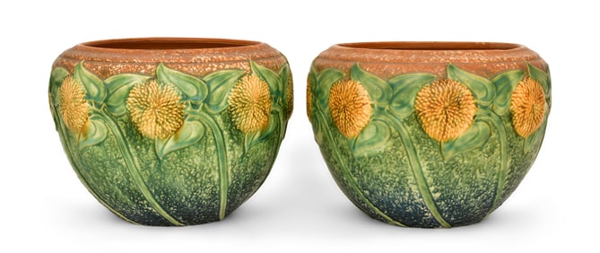 Two Roseville Pottery "Sunflower" Jardinieres