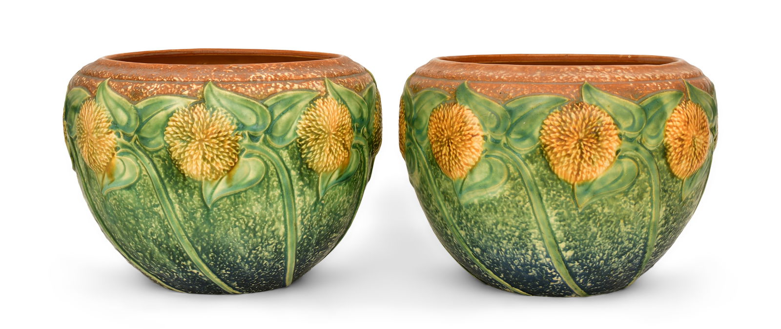 Two Roseville Pottery "Sunflower" Jardinieres (1 of 4)