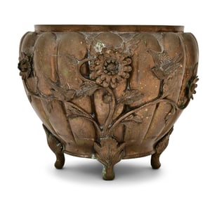 Japanese Meiji Period Patinated Bronze Jardiniere