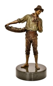 Franz Xaver Bergmann (Austrian, 1861-1936), Bronze Figure of a Fisherman