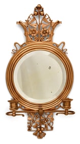 American Aesthetic Movement Brass Wall Sconce with Mirror
