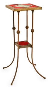Aesthetic Movement Brass Plant Stand with Earthenware Top