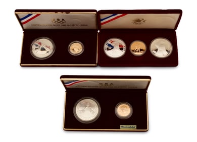 Three American Coin Sets, Including Three Gold Coins (Two $5 & One $10)