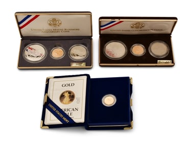 Three American Coin Sets, Including Three Gold Coins