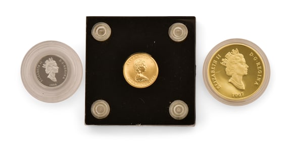 Lot of Three Canadian Coins, Two Gold & One Platinum