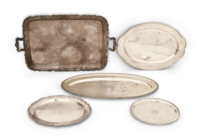Lot of Five Sterling Silver Trays